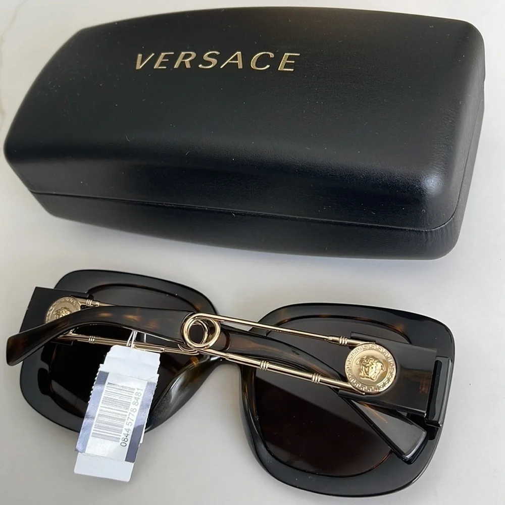 VERSACE Havana 54mm Square Sunglasses